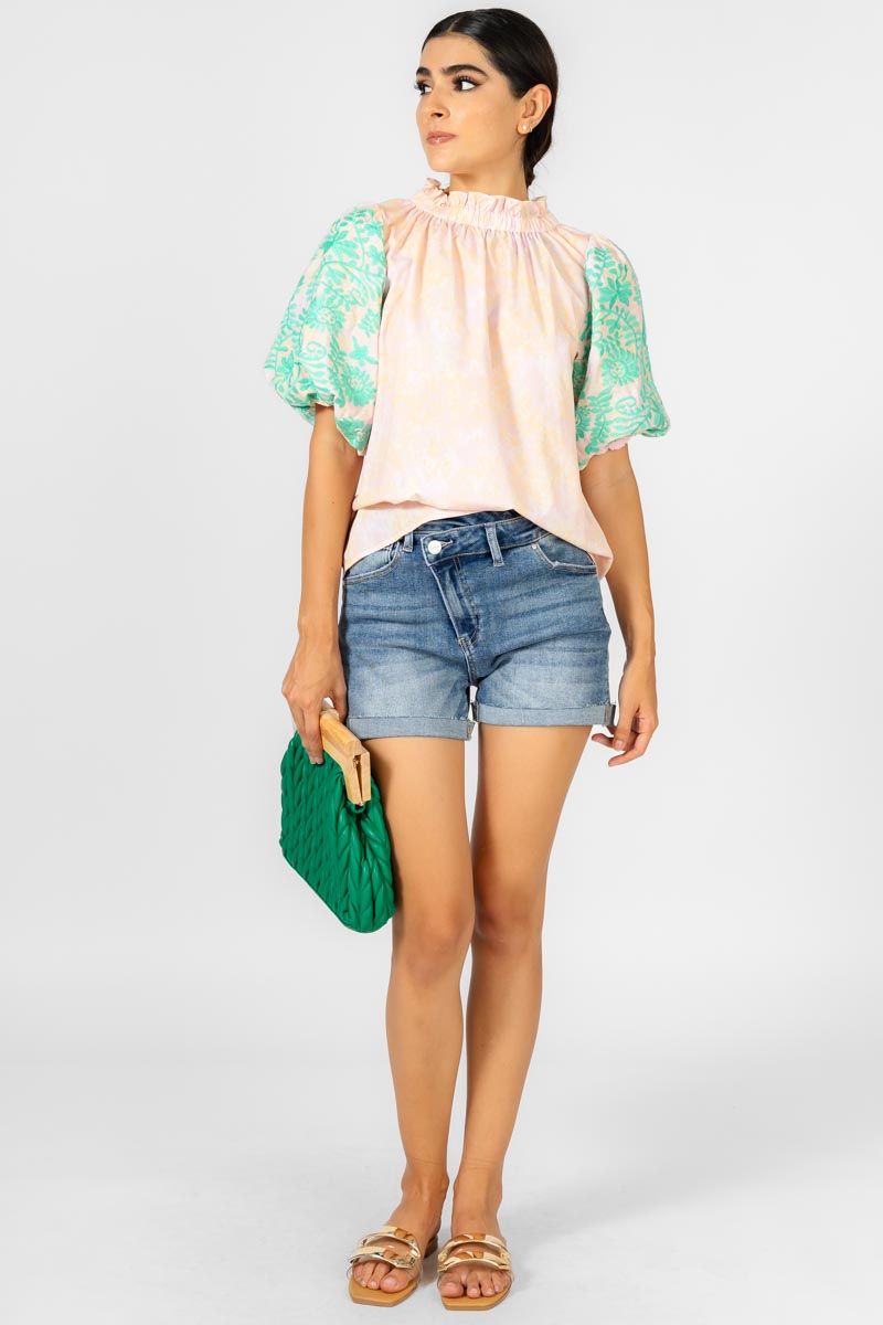 BLUSA MANGA BORDADA