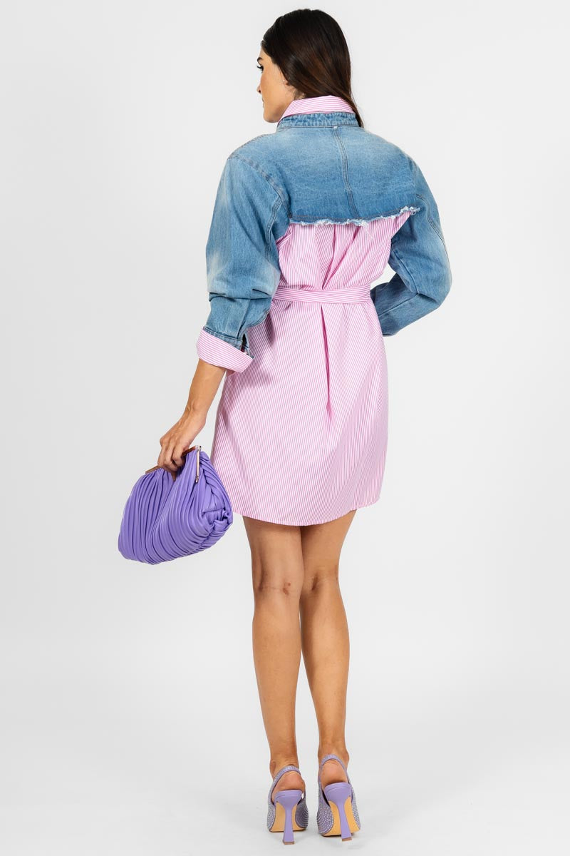 VESTIDO RAYA CHALECO MEZCLILLA
