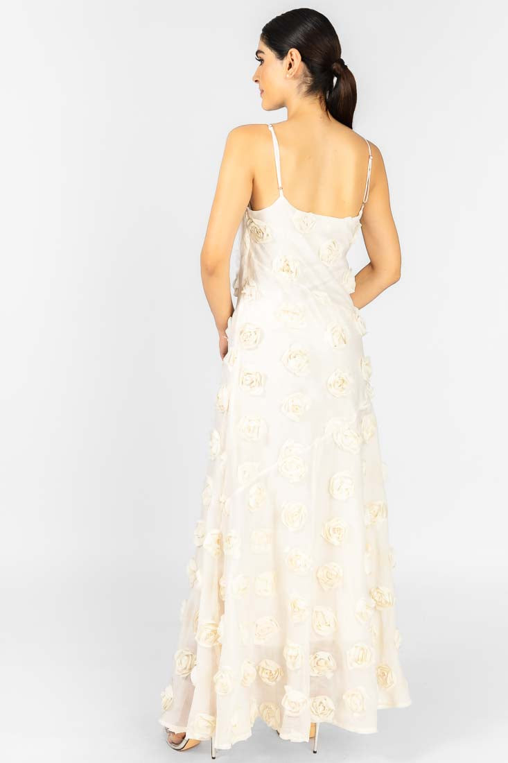 VESTIDO ROSAS BEIGE