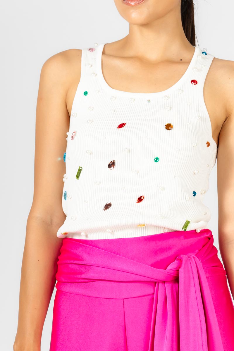 BLUSA PERLAS Y GEMAS COLORES