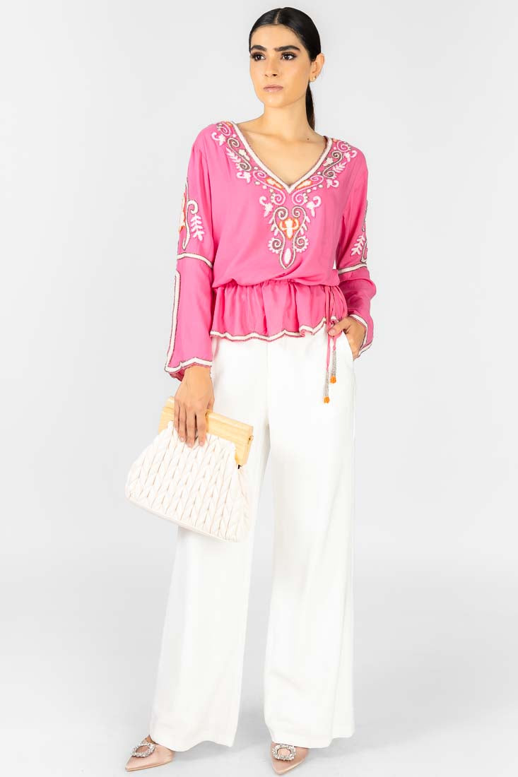 BLUSA BORDADA ROSA