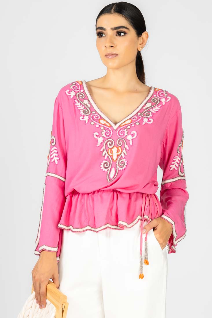 BLUSA BORDADA ROSA