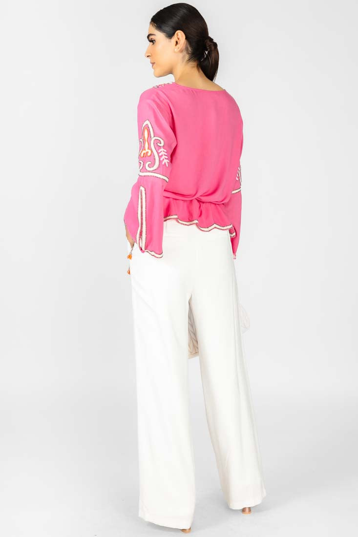 BLUSA BORDADA ROSA