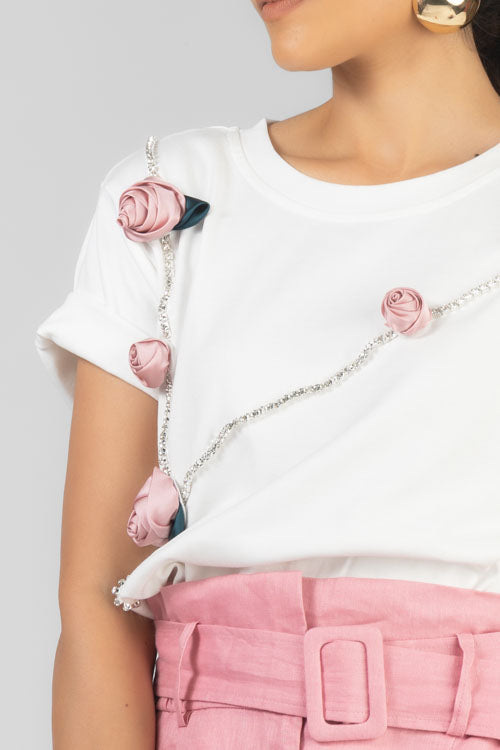 PLAYERA ROSAS Y CRISTALES