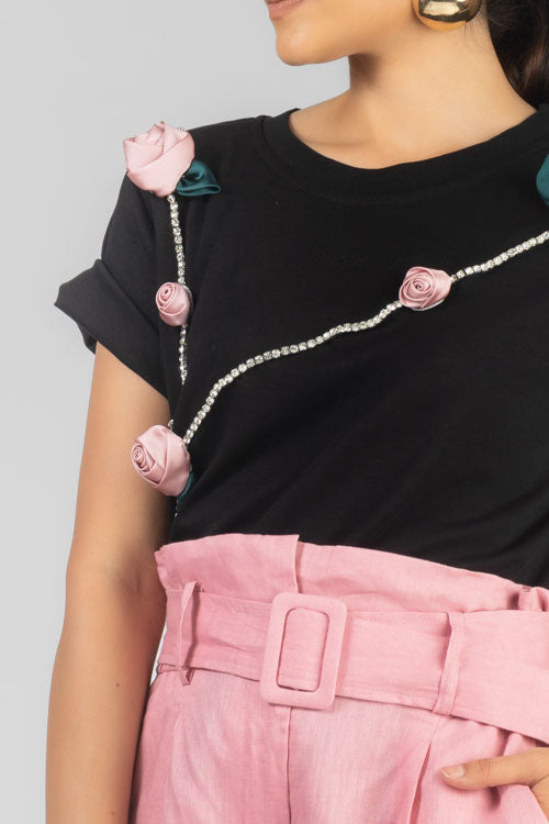 PLAYERA ROSAS Y CRISTALES