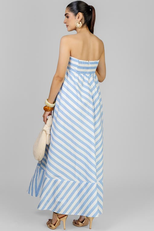 VESTIDO STRAPLESS CHEVRON