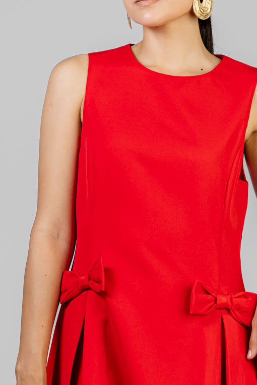 VESTIDO ROJO MOÑOS