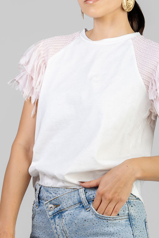 PLAYERA MANGAS ROSA