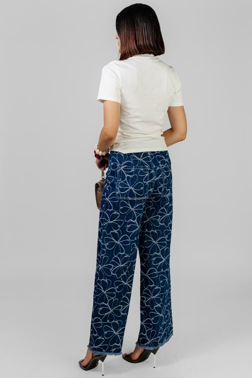 PANTALON DENIM FLORAL