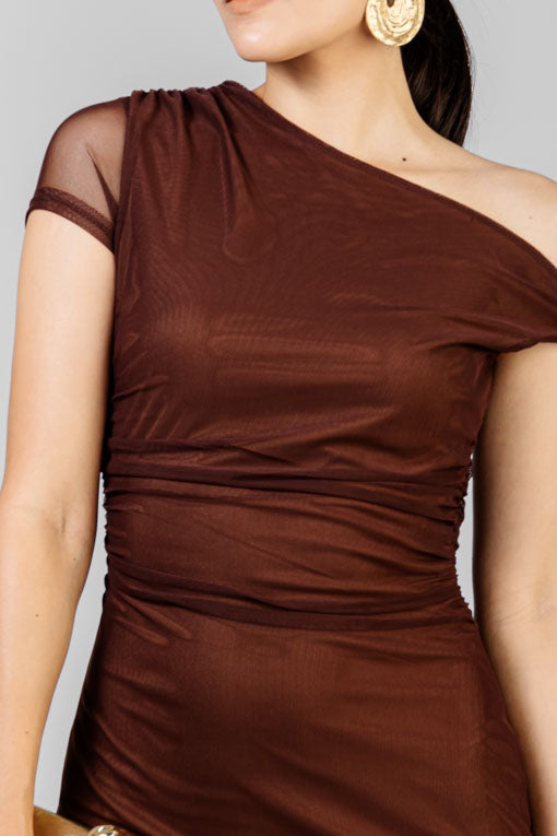 VESTIDO MESH CAFE
