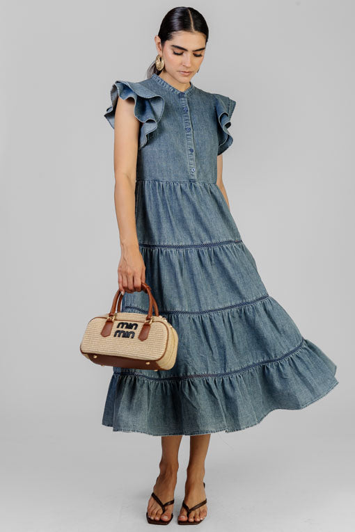 VESTIDO MEZCLILLA REJILLA