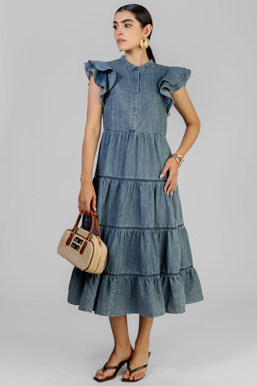 VESTIDO MEZCLILLA REJILLA