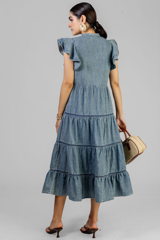 VESTIDO MEZCLILLA REJILLA