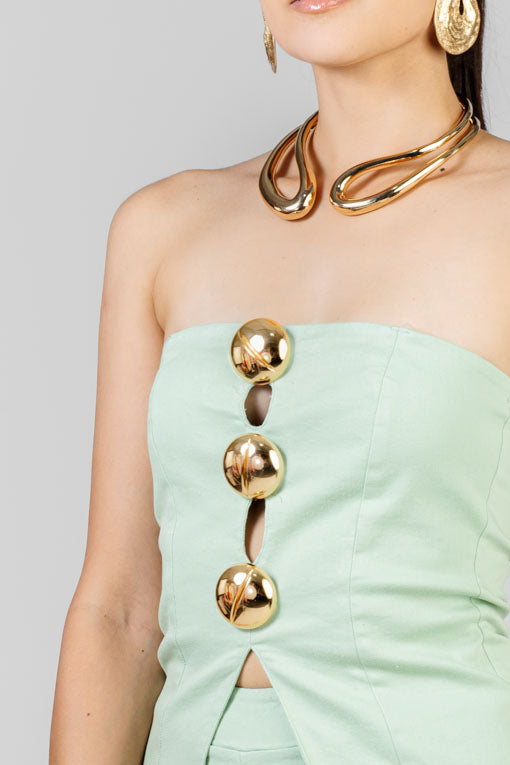 CONJUNTO STRAPLESS BOTONES