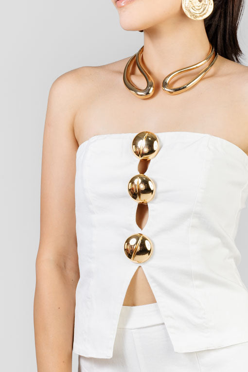 CONJUNTO STRAPLESS BOTONES