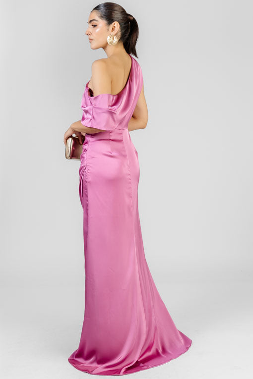 VESTIDO SATIN ASIMETRICO