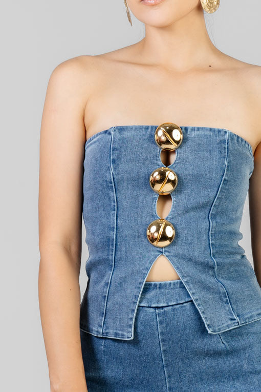 CONJUNTO STRAPLESS BOTONES