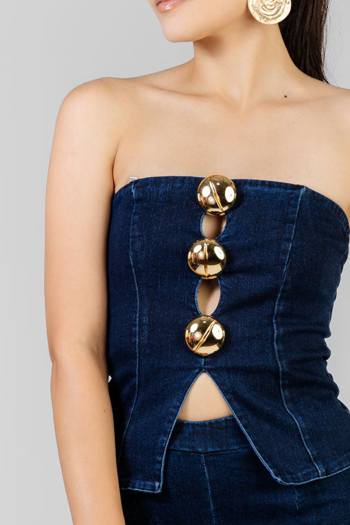 CONJUNTO STRAPLESS BOTONES