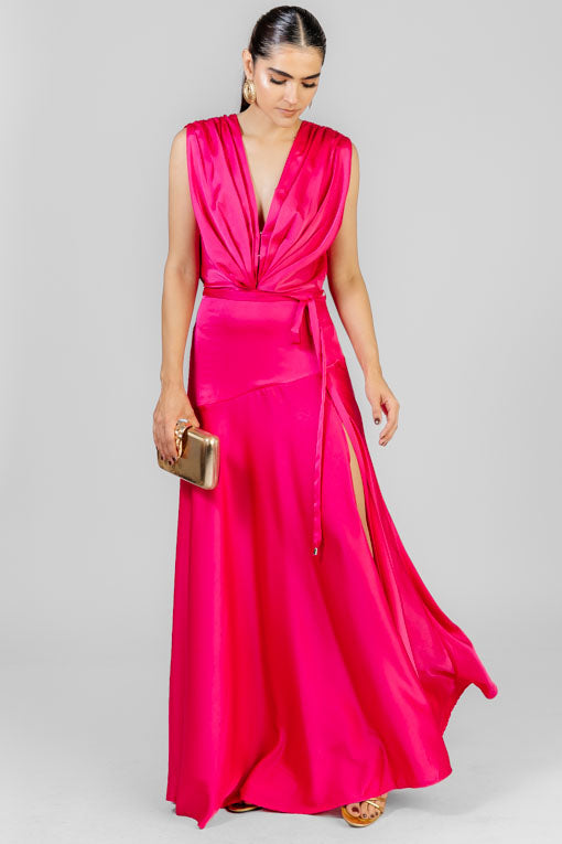 VESTIDO SATIN FALDA SESGO
