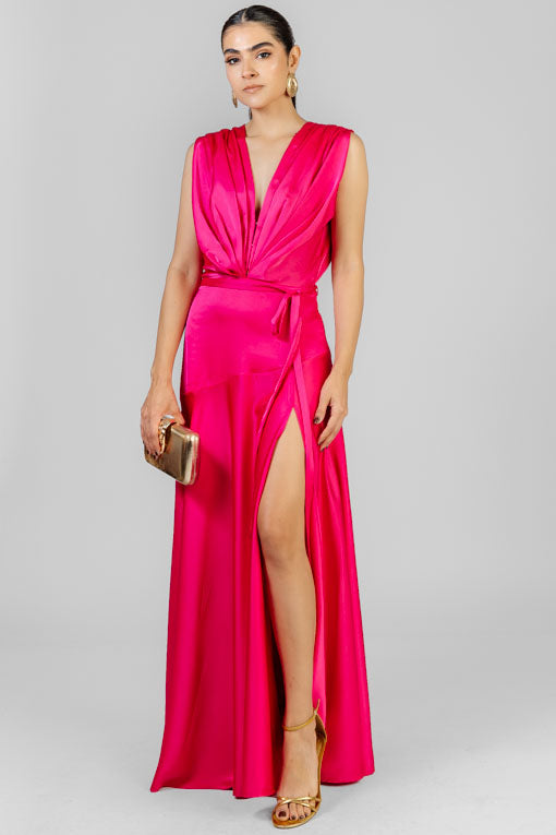 VESTIDO SATIN FALDA SESGO
