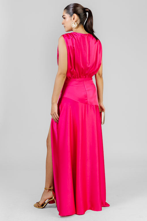 VESTIDO SATIN FALDA SESGO