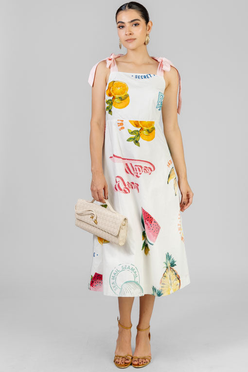 VESTIDO LAZOS ROSAS