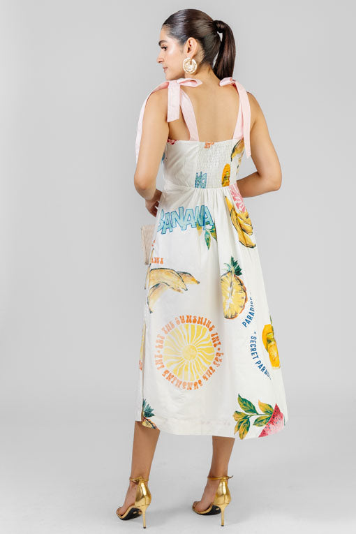 VESTIDO LAZOS ROSAS