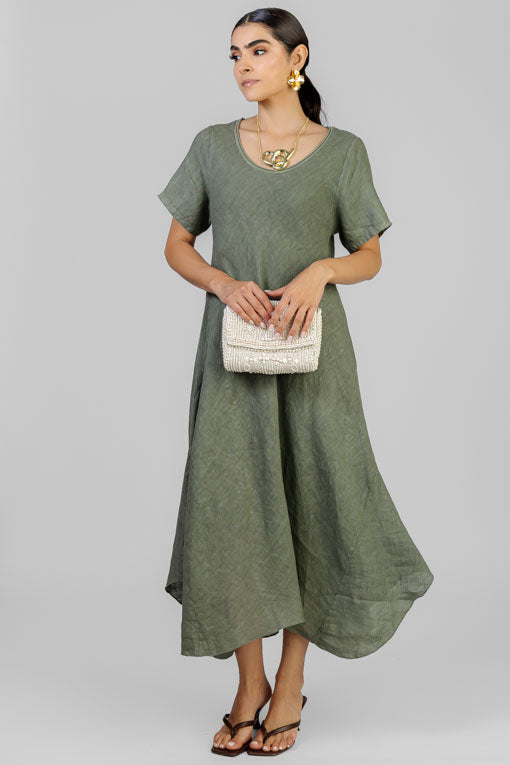 VESTIDO VERDE LINO