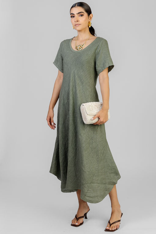 VESTIDO VERDE LINO