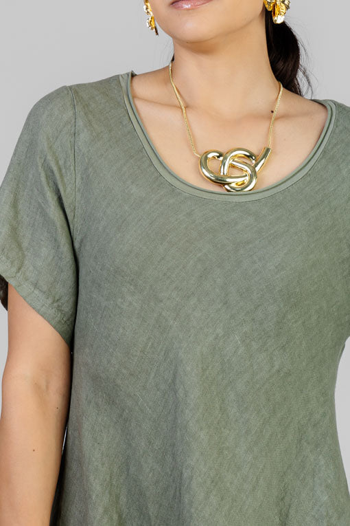 VESTIDO VERDE LINO
