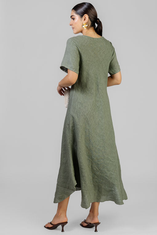 VESTIDO VERDE LINO