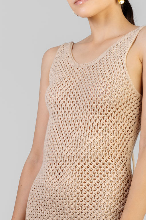 VESTIDO CROCHET BEIGE