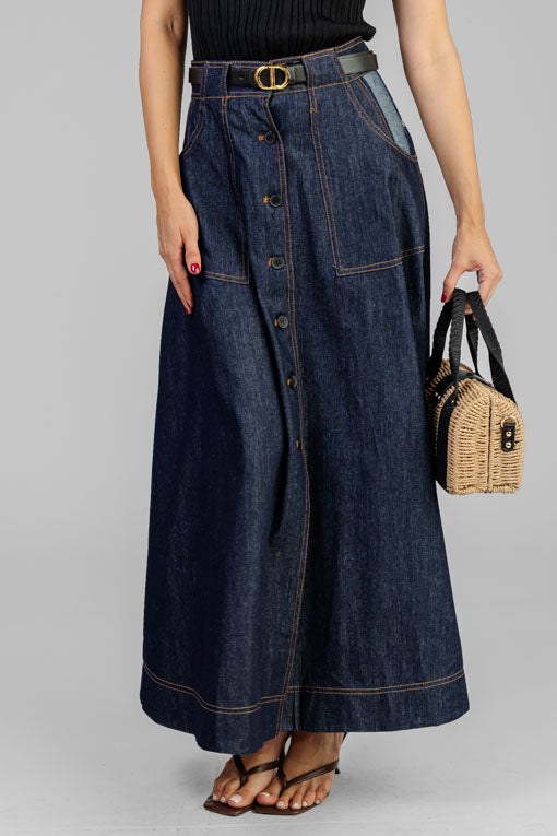FALDA DENIM BOTONES