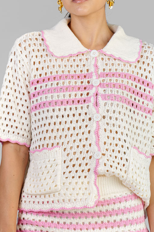 CONJUNTO BEIGE Y ROSA