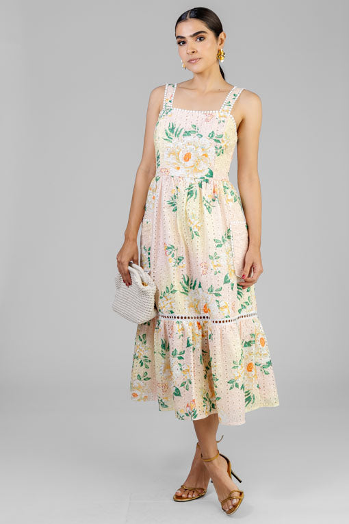 VESTIDO TIRA BORDADA FLORAL