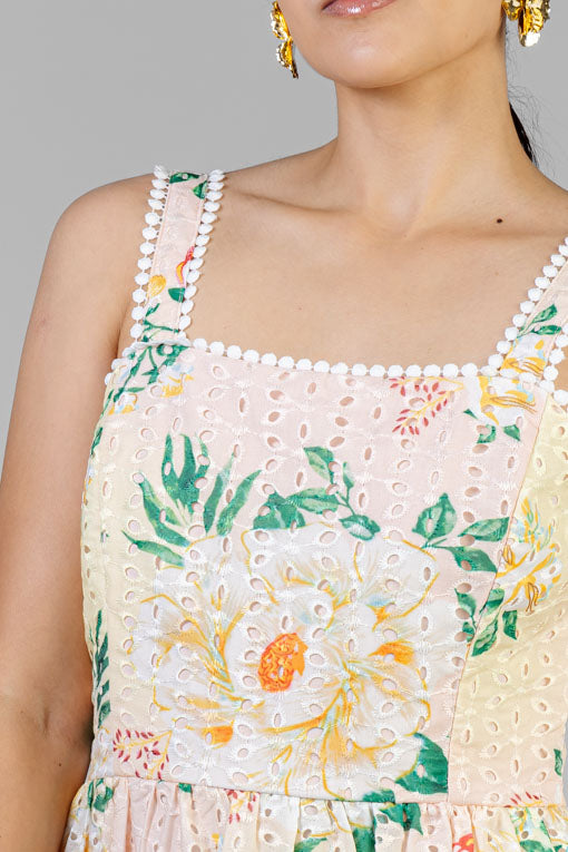 VESTIDO TIRA BORDADA FLORAL