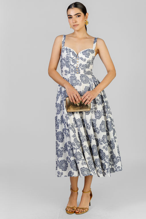VESTIDO FLORES AZUL MARINO