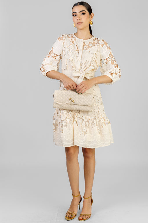 VESTIDO BEIGE GUIPUR