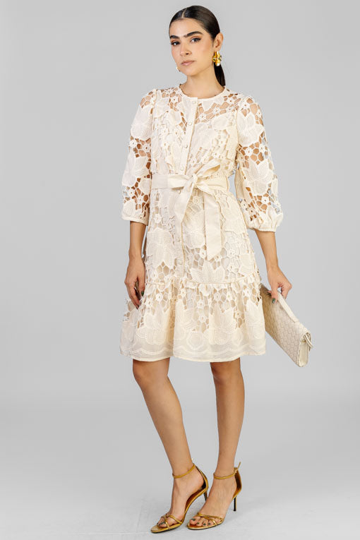 VESTIDO BEIGE GUIPUR
