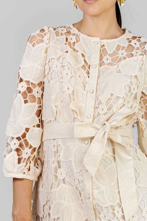 VESTIDO BEIGE GUIPUR
