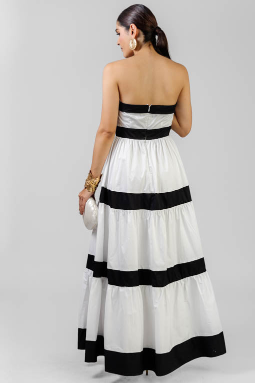 VESTIDO STRAPLESS BICOLOR