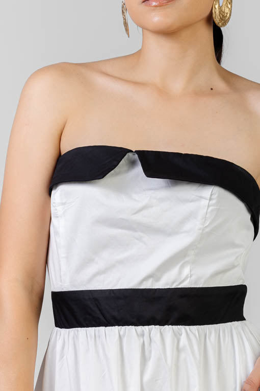 VESTIDO STRAPLESS BICOLOR