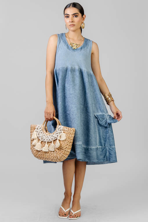 VESTIDO LINO AZUL