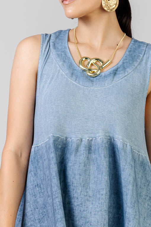 VESTIDO LINO AZUL