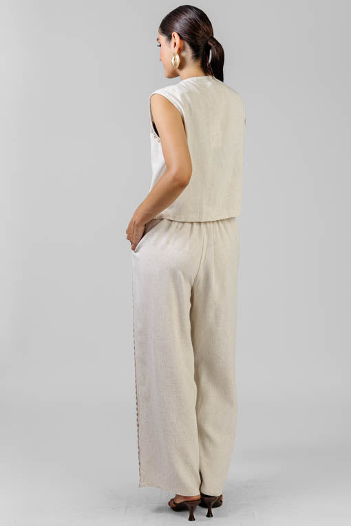 CONJUNTO LINO BORDADOS TAUPE