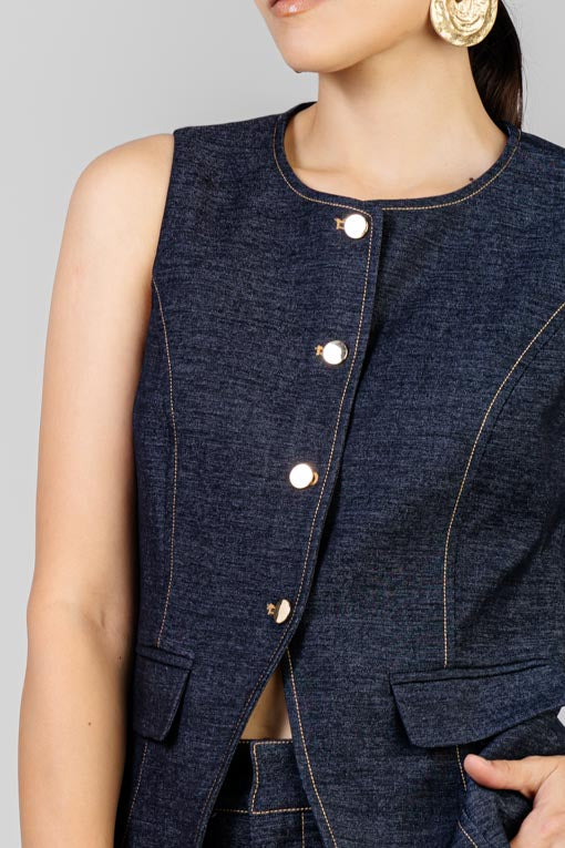 CONJUNTO CHALECO Y SHORT DENIM