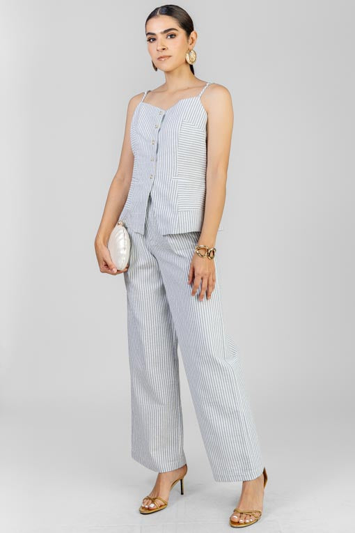 CONJUNTO BLUSA TIRANTE RAYA