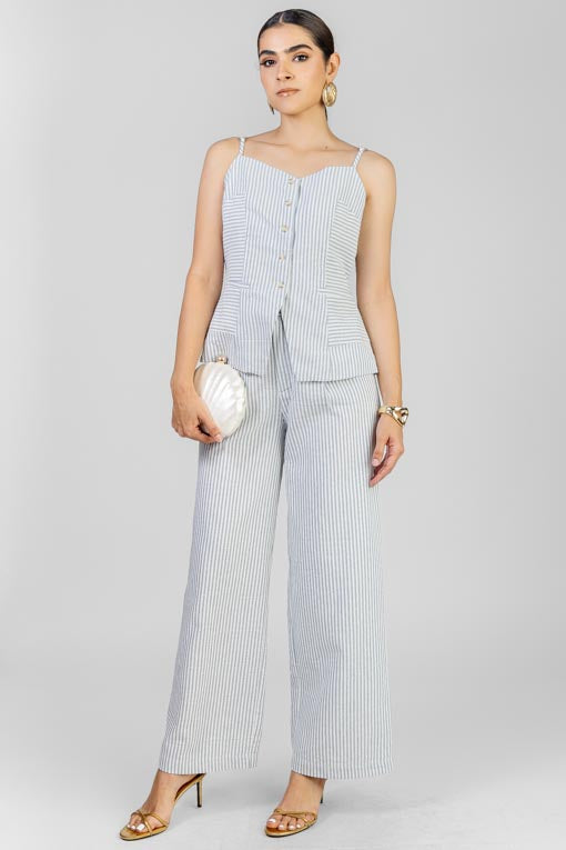 CONJUNTO BLUSA TIRANTE RAYA