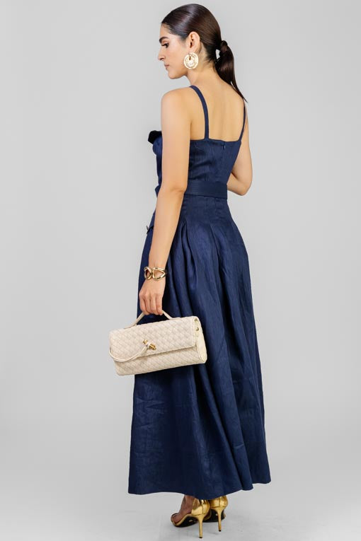 VESTIDO LINO AZUL MARINO