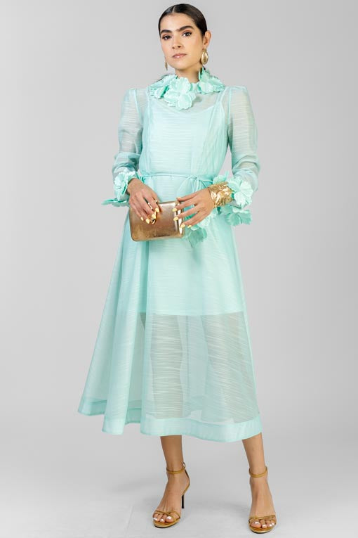 VESTIDO FLORES AQUA